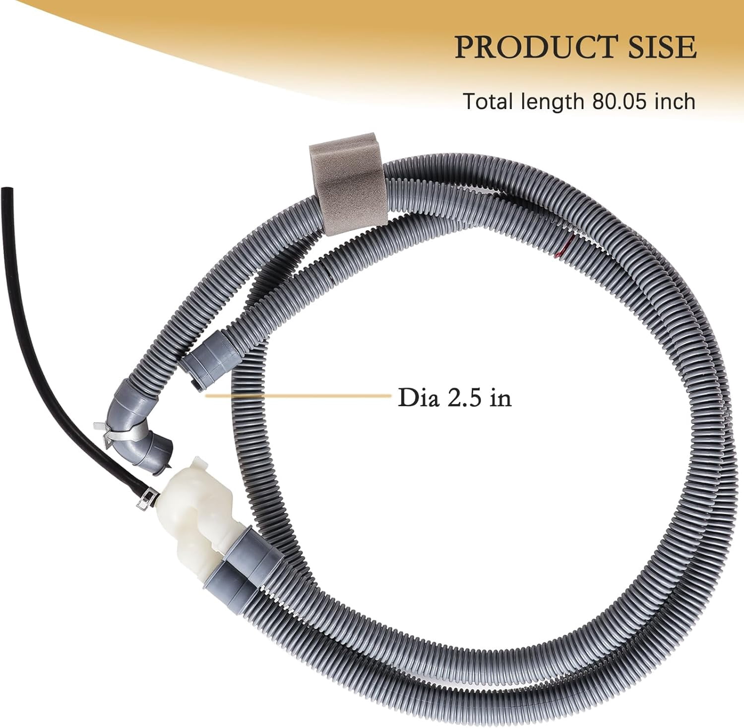 Washer Drain Hose for LG WM3670HWA/VA, WM3270CW, WM4270HVA, WM2277HS, WM3470HVA, WM3370HWA, WM2655HVA, WM3770HVA, WM4370HKA Washer Hose Replacement 5215ER2002G.