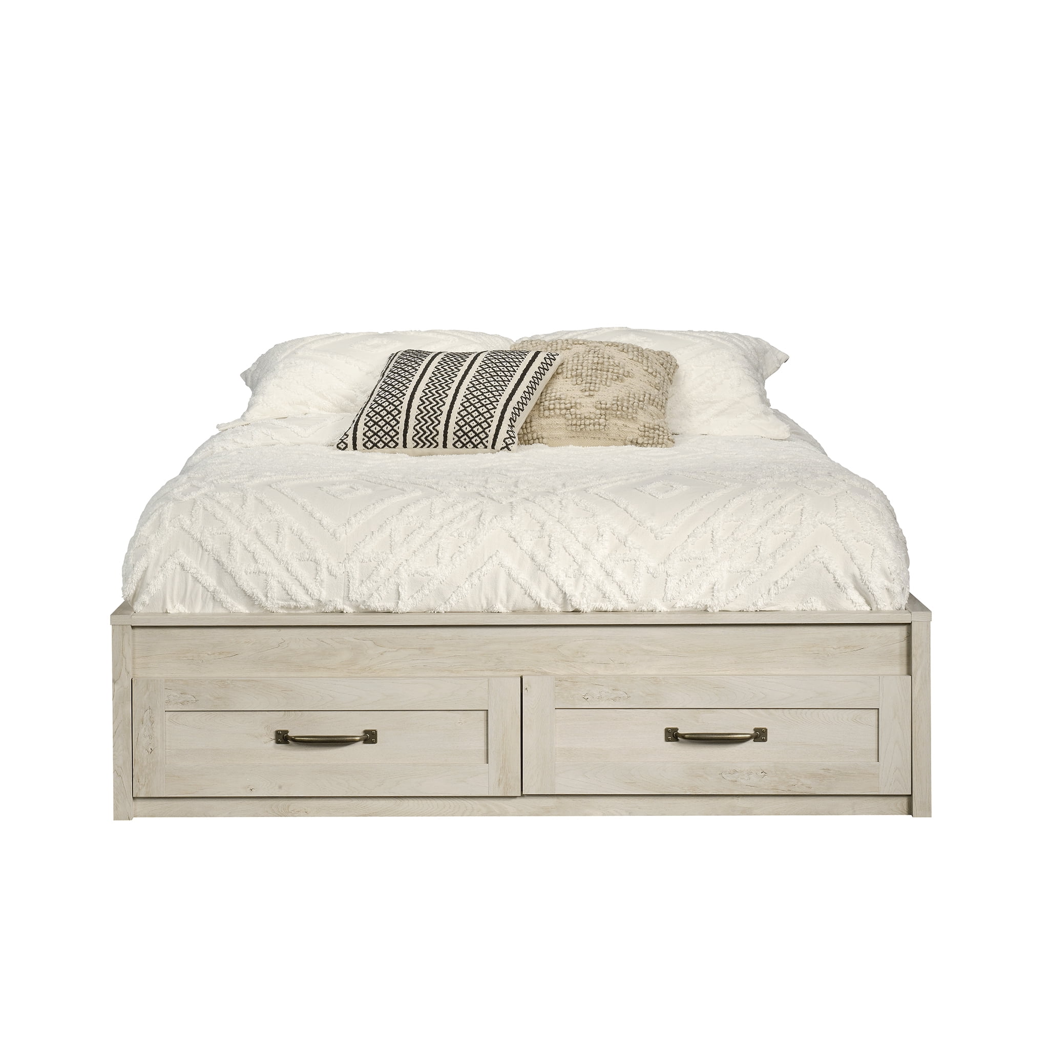 Better Homes & Gardens Modern Farmhouse Queen Platform Bed, Rustic White Finish