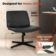 thumbnail image 4 of YRLLENSDAN Vanity Chair No Wheels Armless, Height Adjustable Criss Cross Office Chair with Back, Swivel Computer Chair Ergonomic with Wide Seat, Black, 4 of 7