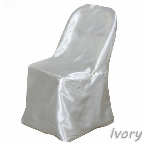 BalsaCircle Satin Folding Chair Cover Wedding Catering Party Ivory