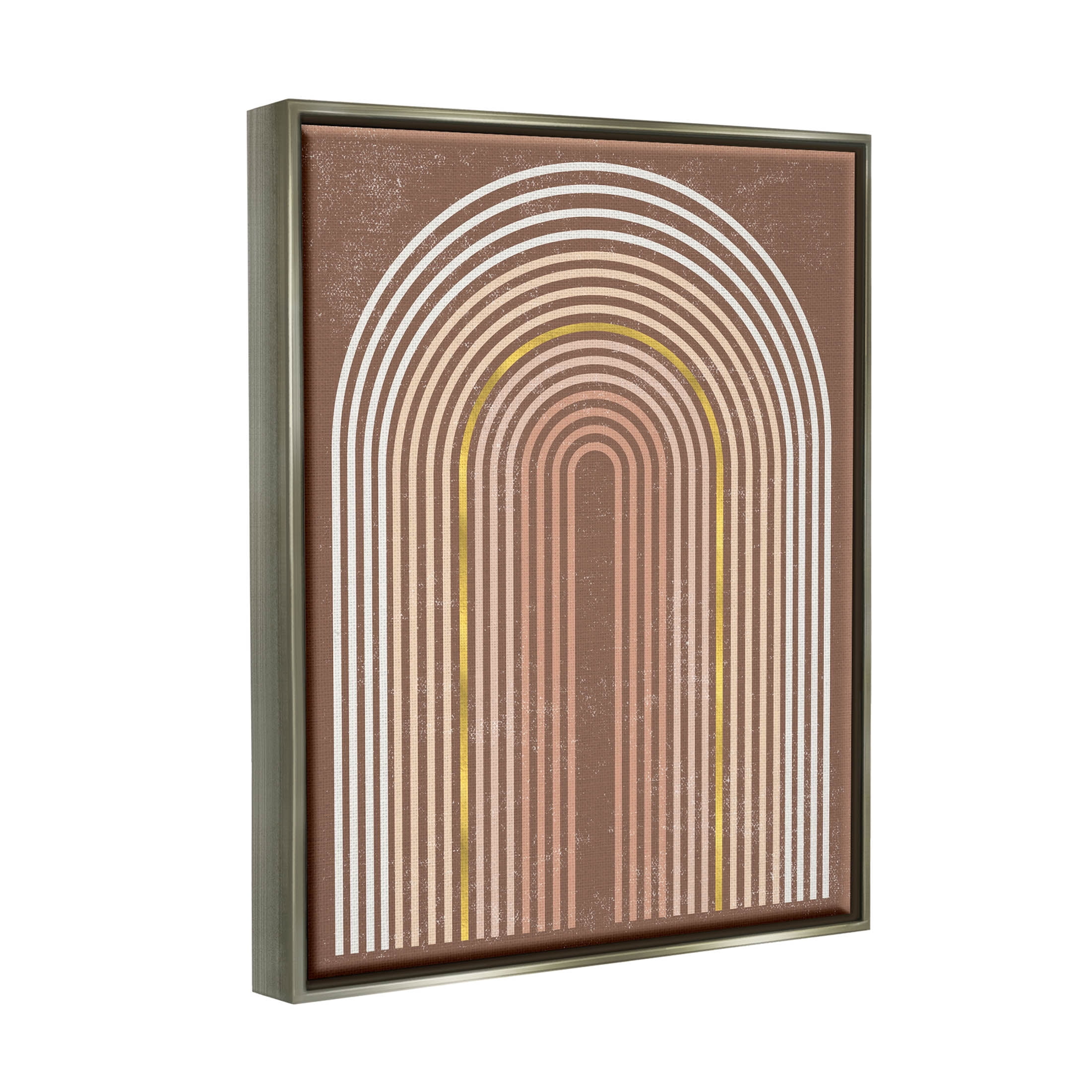 Stupell Industries Abstract Rainbow Stripes Arch Graphic Art Luster Gray Floating Framed Canvas Print Wall Art, Design by Caroline Alfreds