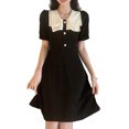 thumbnail image 2 of Mini vestido para niñas, manga corta, cintura alta, línea A, mini vestido de verano para mujer, para fiestas diarias, citas, negro M, 2 of 8