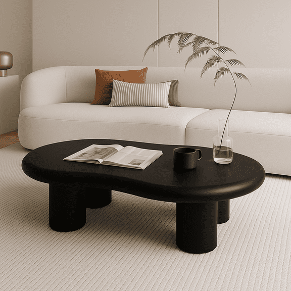 40 Inch Black Cloud Shaped Coffee Table for Living Room
