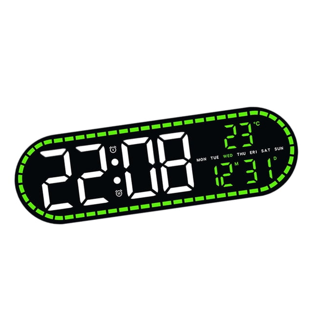 Reloj despertador digital con pantalla de temperatura, moderno y minimalista, LED, de pared, electrónico, para oficina, escritorio, dormitorio, sala Luz verde