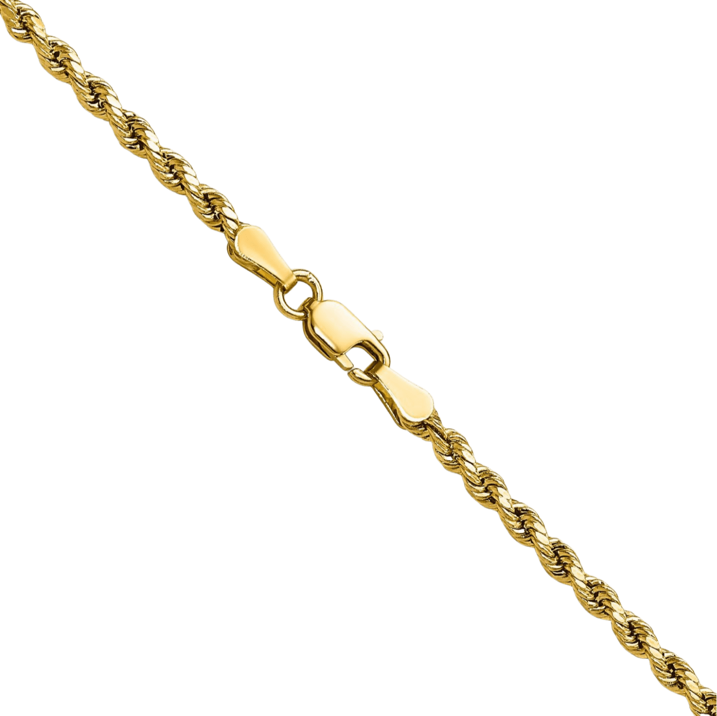 10K Solid Yellow Gold 2.5mm Rope Chain Twisted Link Necklace