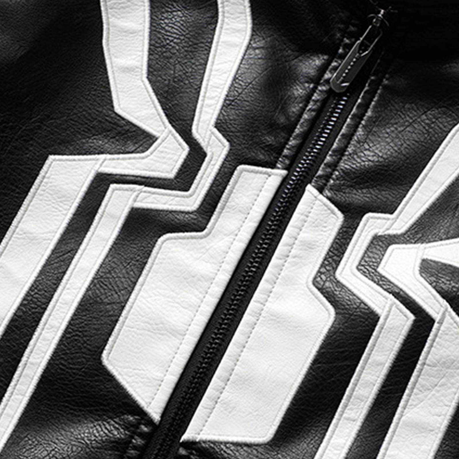 YLSDY Men's Rollbacks PU Leather Jacket Spiderman Pattern