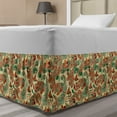 thumbnail image 1 of Ethnic Bed Skirt, Paisley Leaves with Folk Culture Effects Bohemian Oriental Motif, Elastic Bedskirt Dust Ruffle Wrap Around for Bedding Decor, 4 Sizes, Hunter Green Ruby Orange, by Ambesonne, 1 of 2