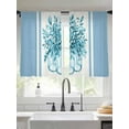 thumbnail image 2 of Eucalyptus Leaf Bottle Sheer Curtains 54 Inch Long 2 Panels, Watercolor Floral Plant Teal Stripes Light Filtering Rod Pocket Semi Sheer Curtains, Sheer Voile Drapes for Living Room Bedroom, 52"x54", 2 of 5