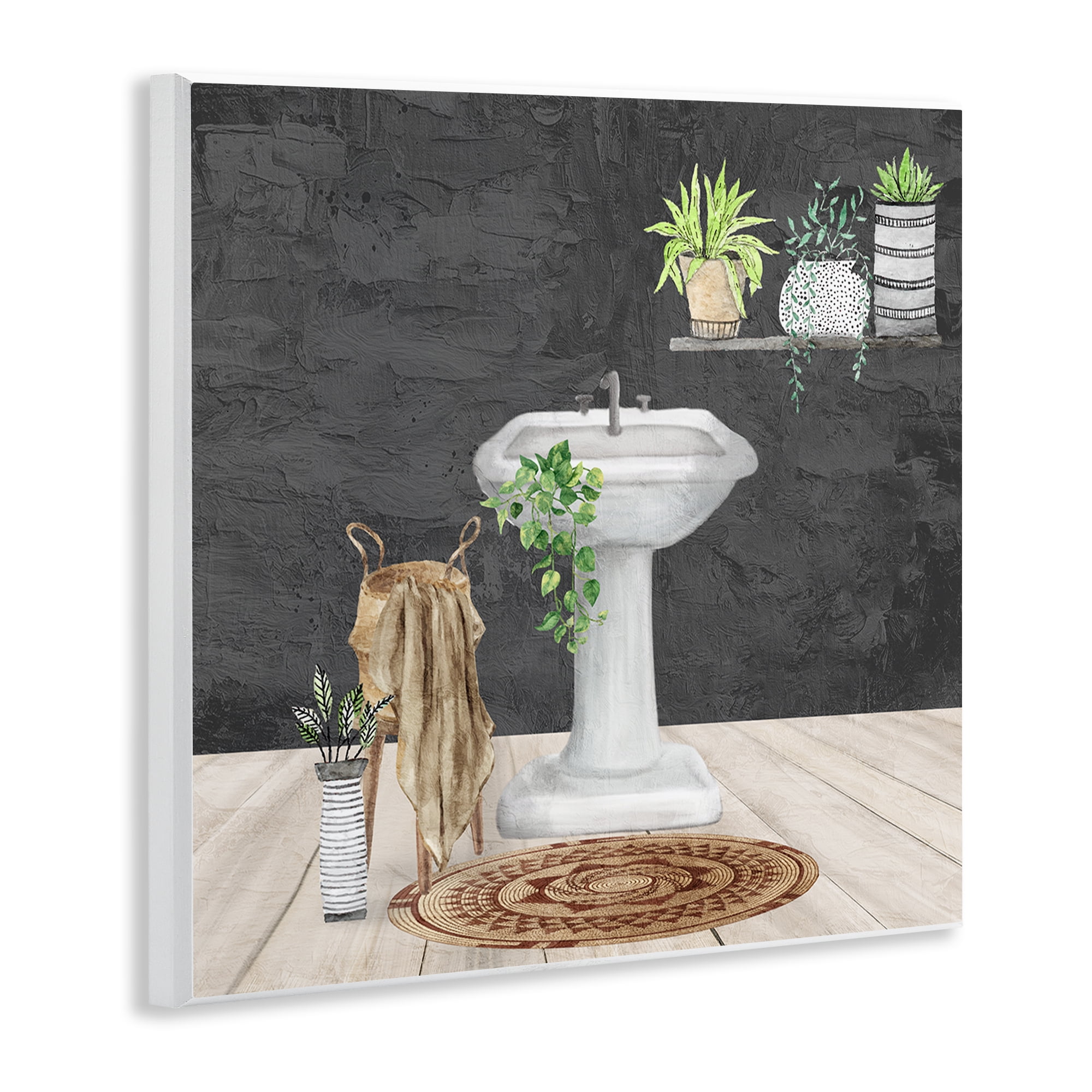 Stupell Industries Relaxing Bathroom View Bath & Laundry Painting Unframed Art Print Wall Art, 12 x 12