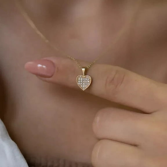 1 CT Round Cut Lab-Created Diamond Heart Shape Pendant 14k Yellow Gold Plated