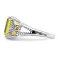 thumbnail image 3 of White Sterling Silver Ring Band Gemstone Lemon Quartz Octagon Emerald, 3 of 4