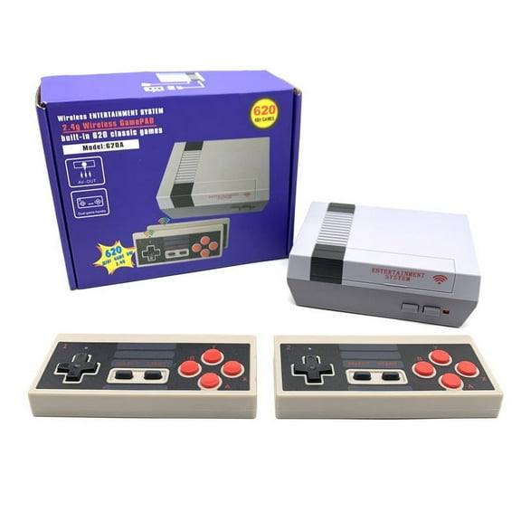 Classic Retro Play Machine Built 600 Classic Video Plays, Av Output Handheld System with Dual Wireless Controllers, Plug and Play