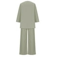 thumbnail image 7 of Womens Fashion New Spring/Summer Solid Color V-Neck Casual Long Sleeve Pocket Wide Leg Pantsuit All-Day Comfort Attire, 7 of 7