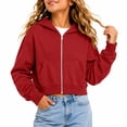 thumbnail image 2 of Dwellite Girls Zip-Up Hooded Lightweight Casual Fall Winter Sweatshirt with Pocket 5-13 Years Red 160, 2 of 5