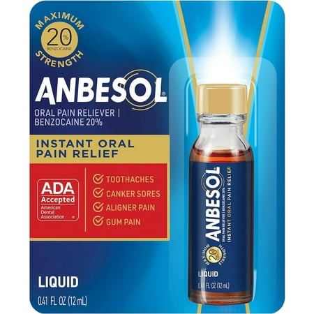 Anbesol Pain Relief, Instant, Maximum Strength, Liquid .41 oz Pack of 2