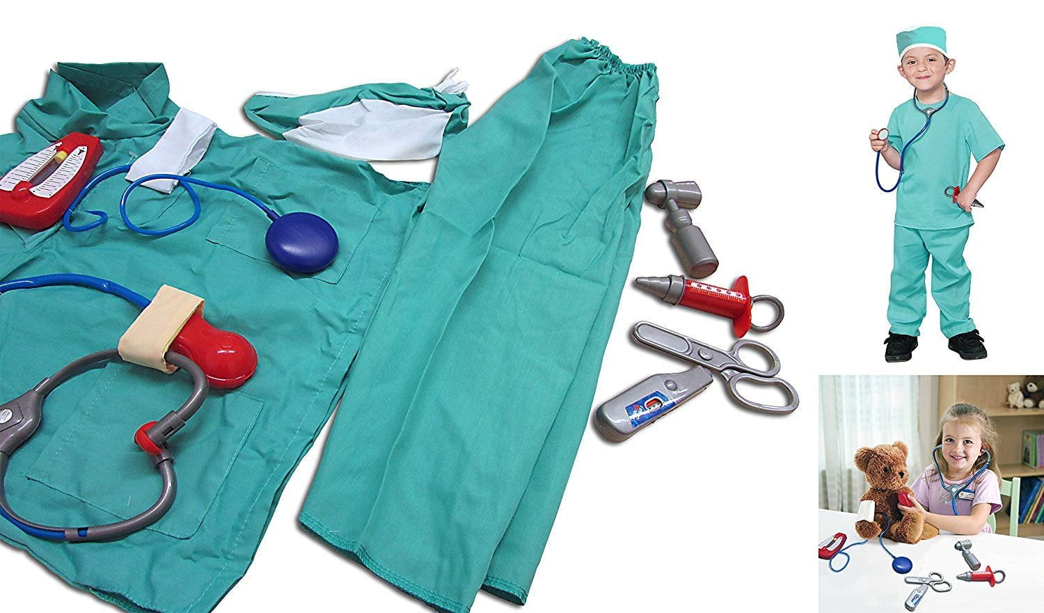 Dazzling Toys Washable Long Lasting Kids Pretend Doctor Nurse Costume