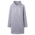 thumbnail image 7 of Hoodie Dress for Women 2026 Fall Winter Casual Long Sleeve Side Split Hem Hooded Sweatshirt Dress Pullover Top with Pockets, 7 of 7