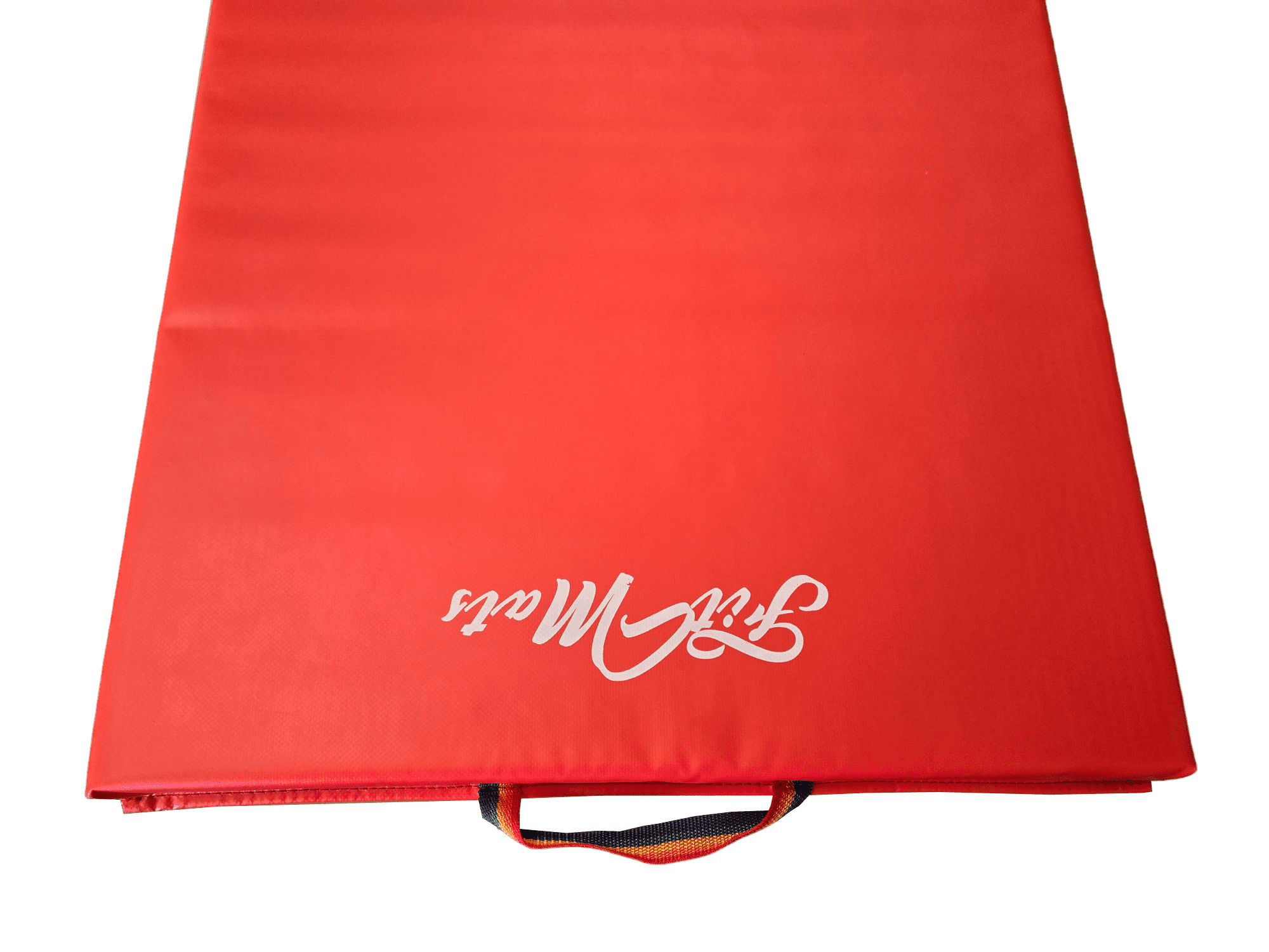 FitMats Single Red Mat with G/Y/R Handles Exercise Mat - 4ft x 2ft - Thick Comfortable Foam, Easy to Store & Carry - Ideal for Yoga, Pilates, Stretching, & Home Fitness Workouts
