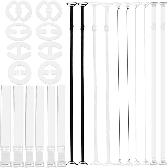 26 Pieces Clear Bra Straps Set Invisible Adjustable Non-Slip Shoulder Strap Clips Bra Replacement Accessories for Women Bras Racerback Off-Shoulder Dresses Shirts