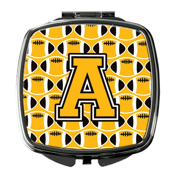 Letter A Football Black Old Gold and White Compact Mirror CJ1080-ASCM