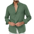 thumbnail image 2 of UVEASISHA Sales Today Mens Lightweigh Dress Shirt 2025 Business Casual Long Sleeve Spread Collared Shirts Summer Solid Color Regular Fit Office Dress Shirt Green 3XL, 2 of 6