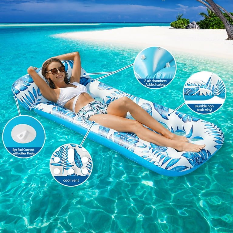 Inflatable Pool Float Lounge 2Pack Pool Floaties Rafts for Adults Floating Pool Lounger Sun Tanning Floats Cool Water Floaty for Swimming Pool Lake