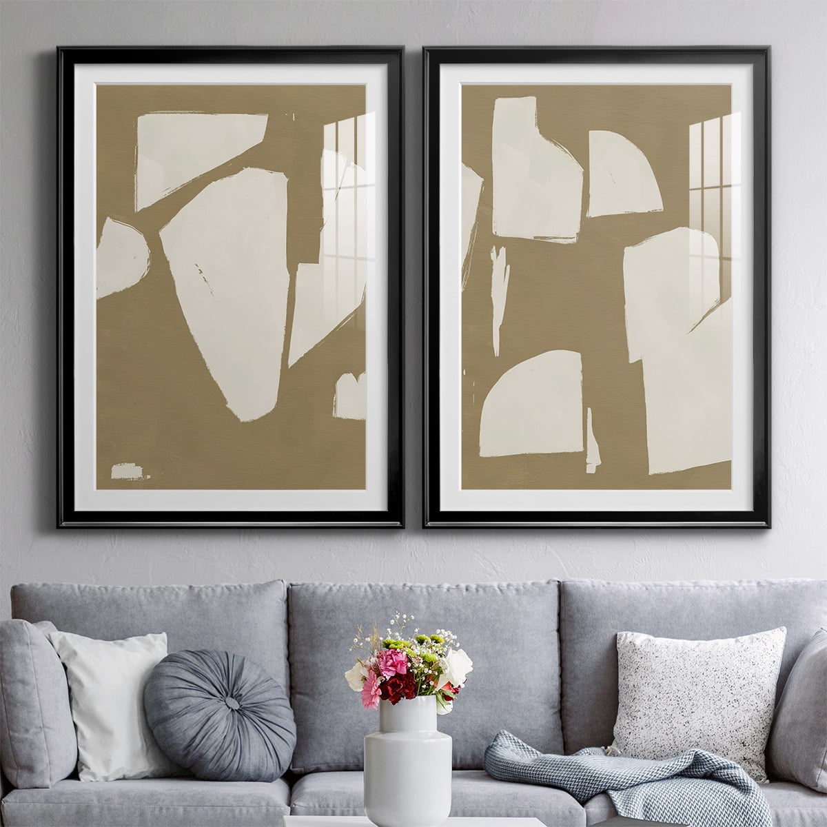 Wexford Home Chunky Abstract III Premium Framed Print, 18.5" x 24.5" - Ready to Hang, Black (Set of 2)