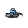 thumbnail image 5 of 2.65 Ct Sea Blue Cz Halo Gray Stainless Steel Wedding Ring Set Women's Size 6, 5 of 7
