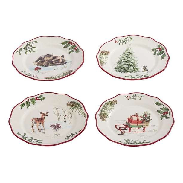 Better Homes & Gardens Heritage Holly Christmas Salad Plate, Set of 4