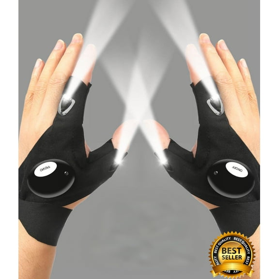 LED Flashlight Gloves, Stocking Stuffers Gifts for Men, Christmas White Elephant Gifts for Adults Dad Him Boyfriend Birthday Father's Day, Cool Gadget Finger Lights for Fishing Camping