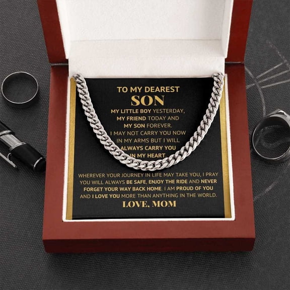 Personalized To My Son - Enjoy The Ride - Link Chain Necklace Gift for Son from Mom, Sentimental Gift for Son, Birthday, Graduation, Christmas Gift