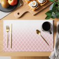 thumbnail image 2 of Pink Ombre Stripe Placemats Set of 4, Modern Abstract Art Gradient Striped Placemats for Dining Table, Place Mats for Kitchen Tabletop, Waterproof Wipeable Dining Table Mats Set, 2 of 9