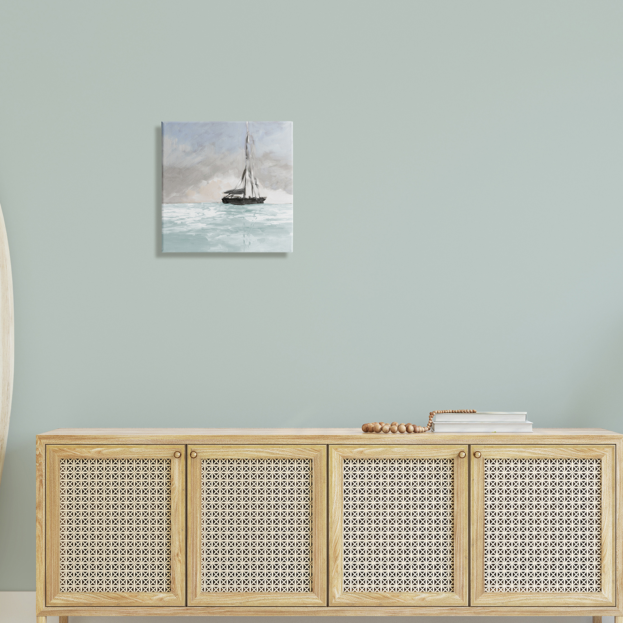 Stupell Industries Sailing Boat Navigating Gloomy Skies Icy Seas Outdoors,17 x 17, Design by Jane Slivka