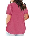 thumbnail image 3 of Delliss Women's Summer Notch V Neck Plus Size Blouse Short Sleeve Basic Loose T-Shirt, 3 of 6