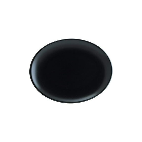 Notte 12.25" x 9.5" x h:1" Oval Black Porcelain Platter