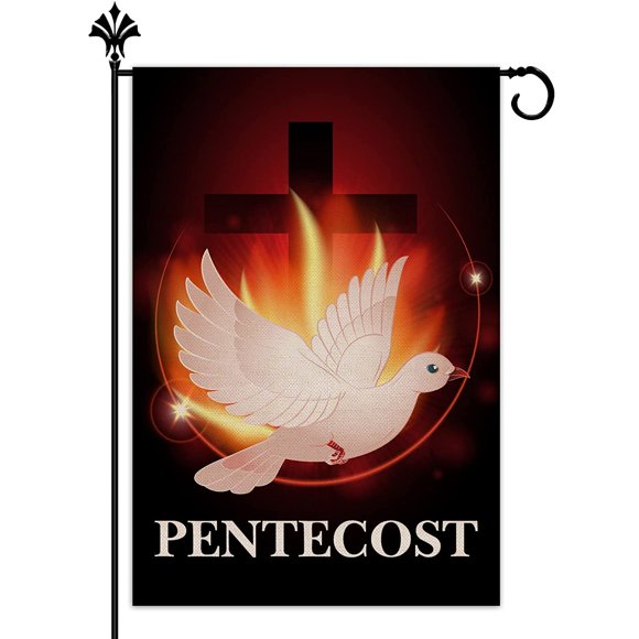 shiyou-Pentecost Garden Flag Come Holy Spirit Christian Dove Jute Farmhouse Home Front Yard Sign Outdoor Decoration