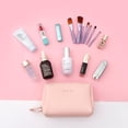thumbnail image 5 of Bolso de maquillaje grande TANGJMXG de cuero vegano organizador de cosméticos de viaje grande rosa, 5 of 5
