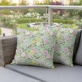 thumbnail image 4 of Spring Pillow Covers 2 Pack Green Traditional Flowers Birds Branches Ethnic Style Pillowcase Waterproof Outdoor Throw Pillow Cover for Patio Garden Square Cushion 26”x26”, 4 of 9