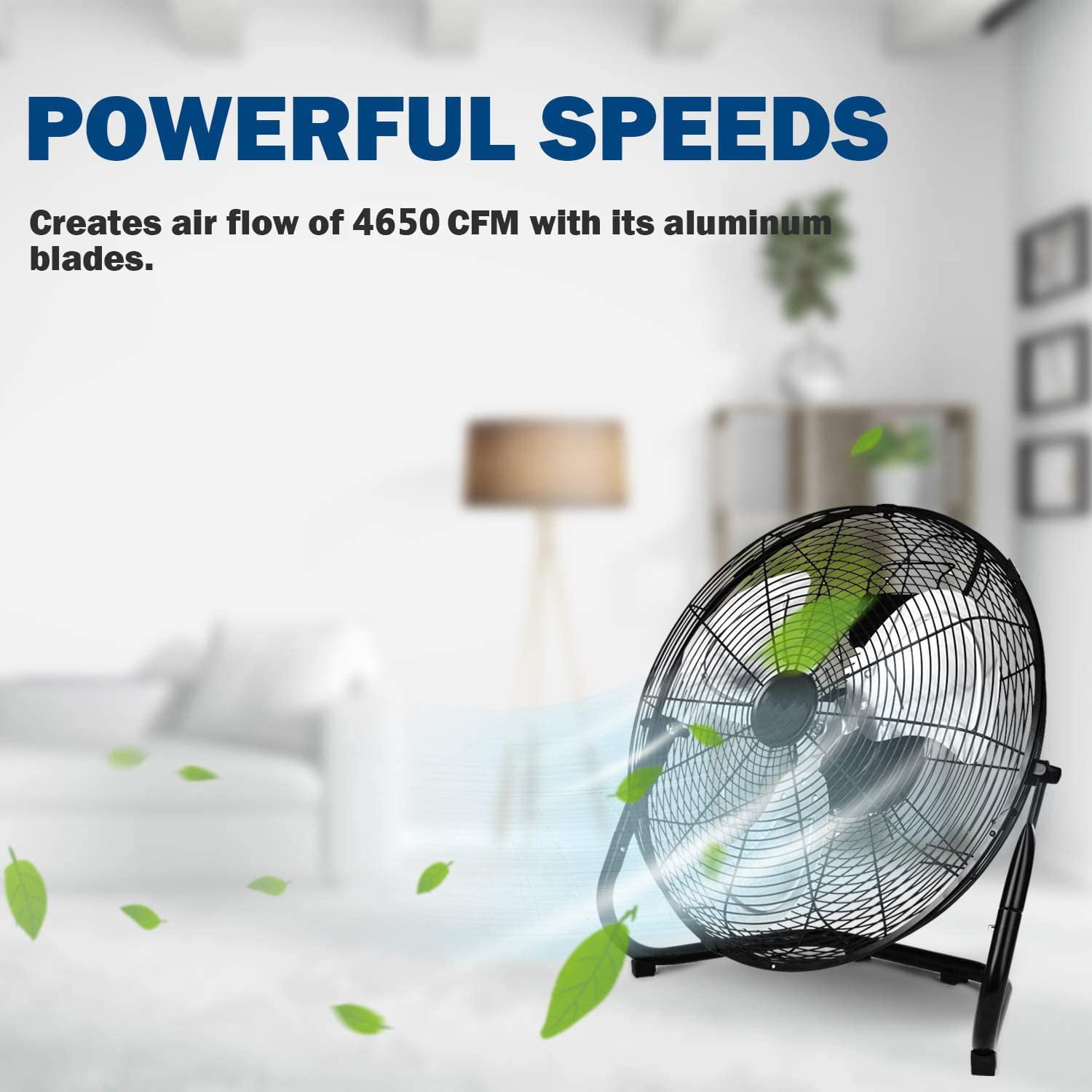HealSmart 3-Speed High Velocity Heavy Duty Metal Industrial Floor Fans Oscillating Quiet for Home, Commercial, Residential, and Greenhouse Use, Outdoor and Indoor, Black, 20"