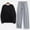 Black, variant on Aueoeo Men's Plus Size Shirts & Baggy Wide Leg Pant Two Pieces Sets Long Sleeve Pullover Jogging Casual Suits