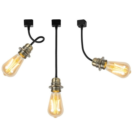 

Kiven J-Type track lighting pendants Industrial J track pendant lights with Aluminum Socket 3-Light Track Lighting Heads for Kitchen Island Hallway Restaurant Bronze Finish