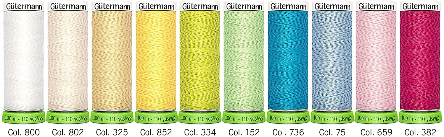 Gutermann rPET Polyester Sew-All Thread Set - 10 Spools-Pastel