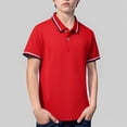 thumbnail image 5 of KAUOD Boys School 𝗨niform Polo Shirts Short Sleeve Striped Lapel Collar Tops Summer Preppy Trendy Casual Pullover Shirt, 5 of 9