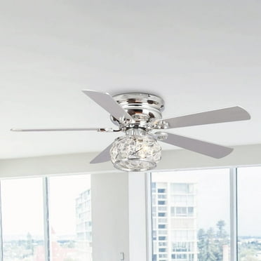 Parrot Uncle 48 inch Modern Crystal Flush Mount Ceiling Fan with Light and Remote Control