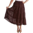 thumbnail image 2 of Sakkas Solid Embroidered Gypsy / Bohemian Mid Length Cotton Skirt - Brown - One Size, 2 of 2