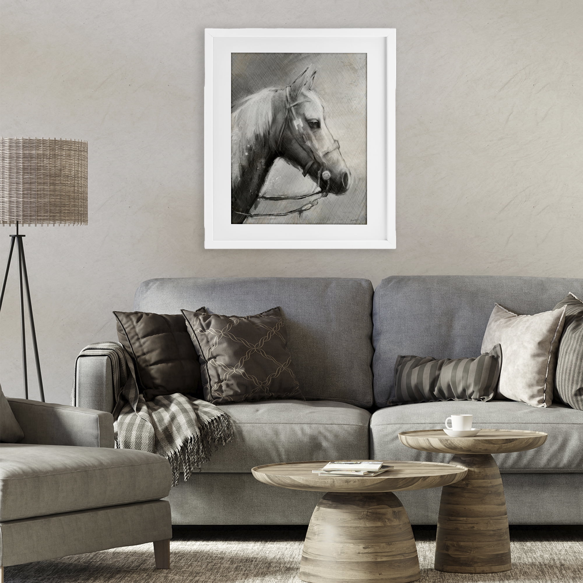 Stupell Industries Modern Ranch Horse White Framed Print Under Glass, design by Chad Barrett
