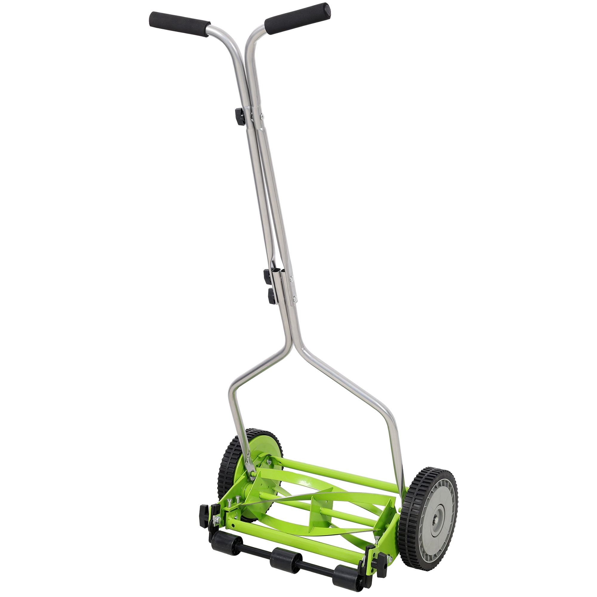 CQSXDA 14" Push Reel Lawn Mower, 5-Blade Manual Grass Cutter, Eco-Friendly & Lightweight for Small Lawns, Green