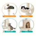 thumbnail image 4 of Alden Design 63″H Multi Level Cat Tree Condo with Basket & Hammock & Scratching Post, Beige, 4 of 7