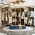 thumbnail image 6 of Aheaplus 96'' Closet Organizer System with 3 Hanging Rods (Without 3 Storage Shelves), 8FT Closet Systems, Wall Mount Wardrobe with 3 Wood Drawers, Adjustable Garment Rack from 5 to 8FT, White Oak, 6 of 10