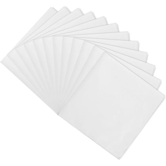 12Pack Solid Color Bandanas, 21inch/54cm Polyester Soft Headband Scarf Neckerchief for Men/Women/Cowboy, Bandanas Headwrap Scarfs [White]